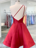A-Line Backless Homecoming Dresses Red Mini Sleeveless One Shoulder Graduation Dress With Appliques HZ1023
