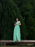 Romantic A Line Sweetheart Neck Ruffle Green Chiffon Party Dress Birthday Dress HZ1023