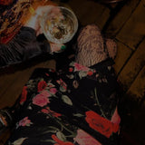 Sexy Sheath Spaghetti Straps Print Floral Chiffon Long Evening Dress Outfits HZ1023