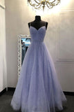 sweetheart tulle sequin long prom dress purple formal dress HZ1023