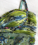 Luxurious Spaghetti Straps Beaded Sequin Ruffles Chiffon Evening Dress Outfits HZ1023