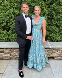 Bohemian Style Chiffon Floral Prom Dress Evening Dress Party Dress HZ1023