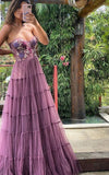 Gorgeous A Line Prom Dresses,Lace Long Prom Dresses Formal Beads Evening Dresses HZ1023