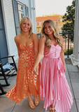 A-line Orange Prom Dress Fashion Party Evening Dress HZ1023