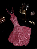 Shiny Mermaid Spaghetti Strap Sequin Open Back Long Prom Dress Party Dress HZ1023