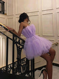 Short Purple Graduation Homecoming Dresses HZ1023