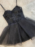 Short Black Lace Homecoming Dresses HZ1023