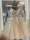 Short Champagne Lace Homecoming Dresses HZ1023