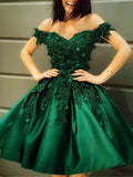 Off Shoulder Short Green Lace Homecoming Dresses HZ1023