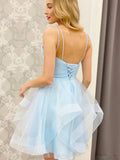 Short Light Sky Blue Formal Homecoming Dresses HZ1023