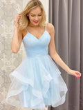 Short Light Sky Blue Formal Homecoming Dresses HZ1023