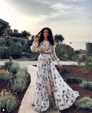Sexy Off Shoulder Butterflies Floral Printed Maxi Dress Prom Dresses HZ1023