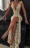 Lace Evening Dresses Long With Beading Mermaid Evening Wear Prom Dresses HZ1023