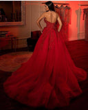 Evening Dresses Long Red Glitter Prom Dress HZ1023