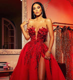 Evening Dresses Long Red Glitter Prom Dress HZ1023