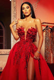 Evening Dresses Long Red Glitter Prom Dress HZ1023