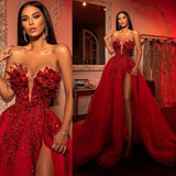 Evening Dresses Long Red Glitter Prom Dress HZ1023