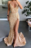 Charming Gold Engagement Dress Modest Prom Dresses HZ1023