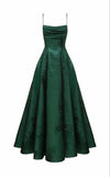 Long Spaghetti Straps A-line Green Prom Dresses, Long Prom Dresses HZ1023