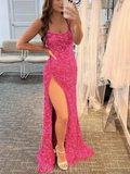 Charming Straps Sequin Sparkly Mermaid Elegant Formal Long Prom Dresses, Evening Dress HZ1023