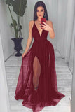 Sexy Women V Neck Evening Party Dress Long Prom Gown HZ1023