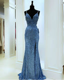 Sexy Glitters Mermaid Long Sequin Prom Dresses Party Dress HZ1023