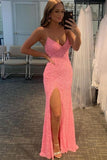 Sexy Pink Glitters Mermaid Long Party Dress HZ1023