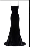 sexy spaghetti straps velvet mermaid prom dresses HZ1023