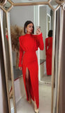 Long Evening Dresses Long Sleeves Red Prom Dress HZ1023