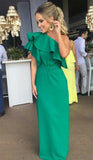 one shoulder green prom dresses elegant prom dress HZ1023