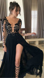 Glamorous Black V-neck Mermaid Spaghetti-Strapes Sequins Prom Dresses HZ1023