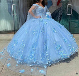 Ball Gown Pink 3D Flowers Off The Shoulder Quinceanera Dresses, Sweet 16 Dresses HZ1023