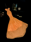 Stunning Mermaid Strapless Beaded Sequin Orange Chiffon Long Prom Dress Party Dress HZ1023