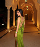 Unique Print Backless Long Prom Dress Elegant Evening Dress HZ1023