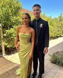 Strapless Long Mermaid Slit Corset Prom Dresses Ruched Formal Evening Party Dresses Bridesmaid Dresses HZ1023