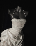 Stunning A Line Halter Pleated White Tulle Satin Long Wedding Dress HZ1023