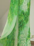 Unique Sheath Halter Green Print Floral Chiffon Open Back Long Prom Dress Formal Dress HZ1023