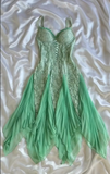 Green A Line Spaghetti Strap Lace Chiffon Evening Dress Party Dress HZ1023