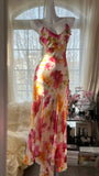 Flowy Mermaid Spaghetti Strap Print Flower Beaded Chiffon Party Dress HZ1023