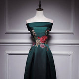 A line Dark Green Long Prom Dresses HZ1023