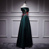 A line Dark Green Long Prom Dresses HZ1023