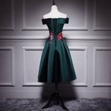 A line Dark Green Prom Dresses Short Bridesmaid Dress HZ1023