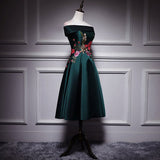 A line Dark Green Prom Dresses Short Bridesmaid Dress HZ1023