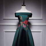 A line Dark Green Prom Dresses Short Bridesmaid Dress HZ1023