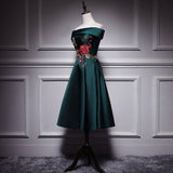 A line Dark Green Prom Dresses Short Bridesmaid Dress HZ1023