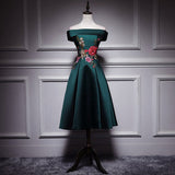 A line Dark Green Prom Dresses Short Bridesmaid Dress HZ1023