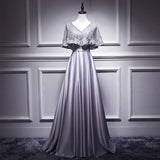 A line Satin Long Prom Dresses HZ1023