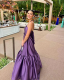 Sexy Purple Long Party Prom Dress Halter Evening Dress HZ1023