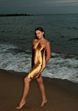 Sexy Golden Sheath Spaghetti Strap Satin Homecoming Dress Cocktail Dress HZ1023