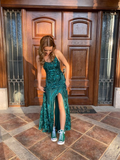 Green Slit Prom Dresses Long Evening Dresses HZ1023